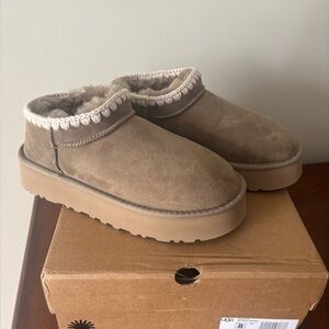 UGG Brown Ankle Booties with Fur Lining